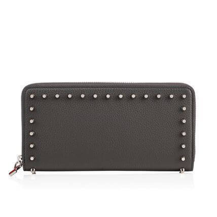 2018大人気新作 クリスチャン ルブタン 財布 コピー Christian Louboutin PANETTONE カーボングレー スタッズ 3175151I140